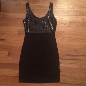 Black bodycon dress with sequins